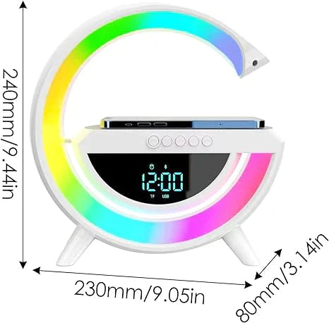 3 In 1 G Shaped Lamp, Speaker, Wireless Charger & Alarm Clock